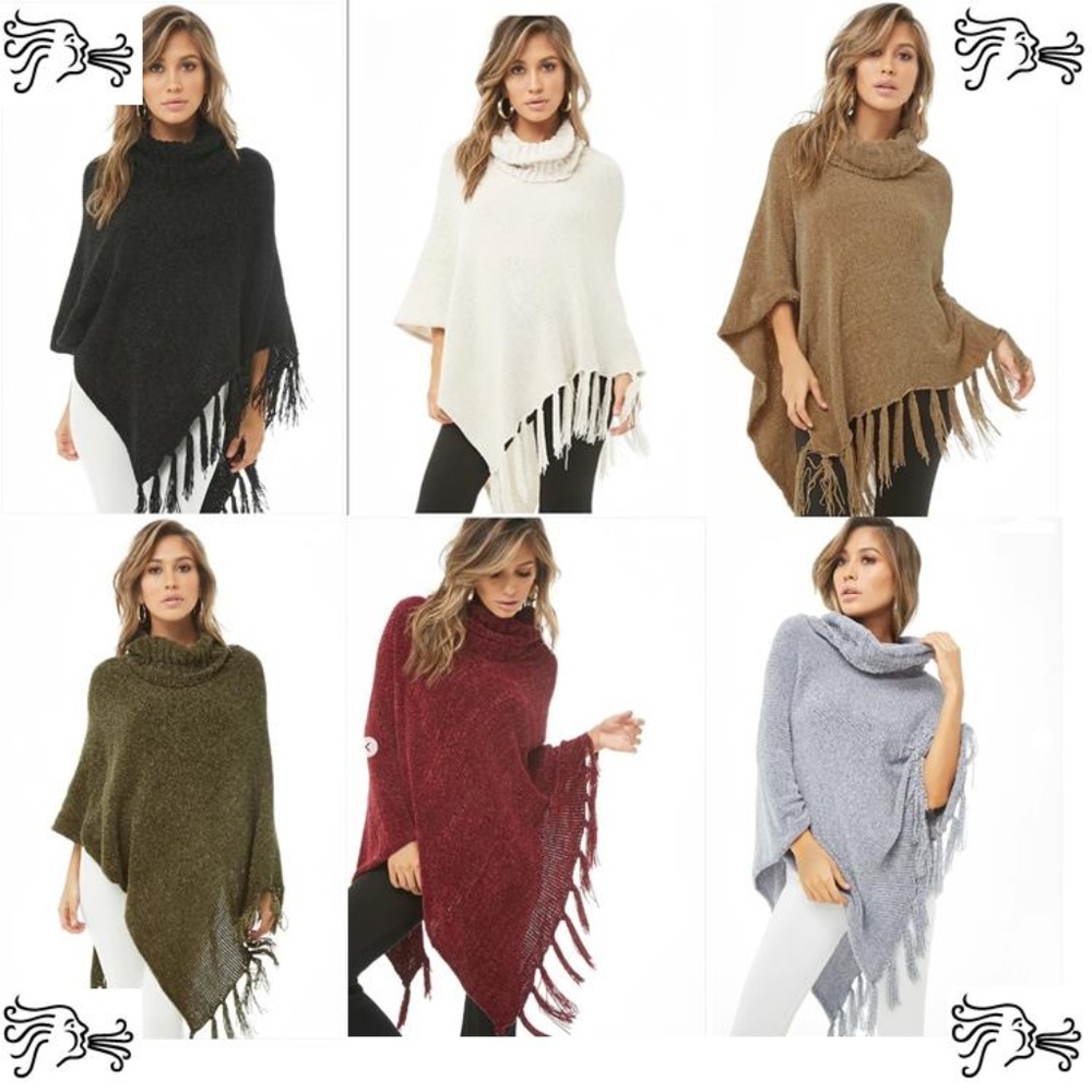NWT Chenelle Poncho Turrtleneck Tassels Women